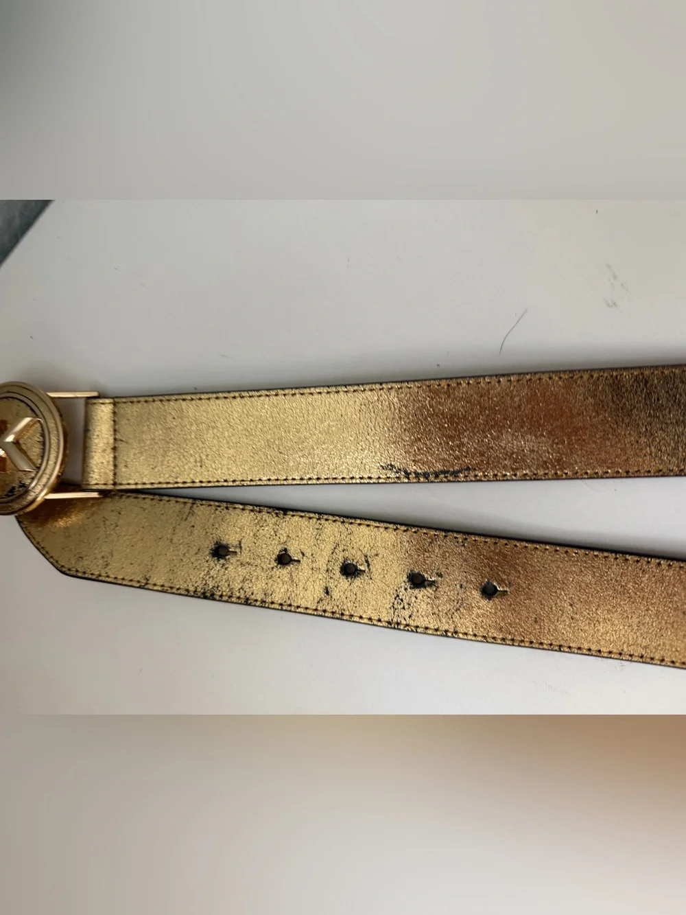 Michael Kors Gold Metallic Leather Belt Medium